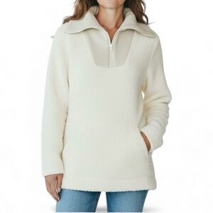 Land’s End Zipper Fleece Jacket Women’s Sz 10-12 Antique Alabaster Sherpa